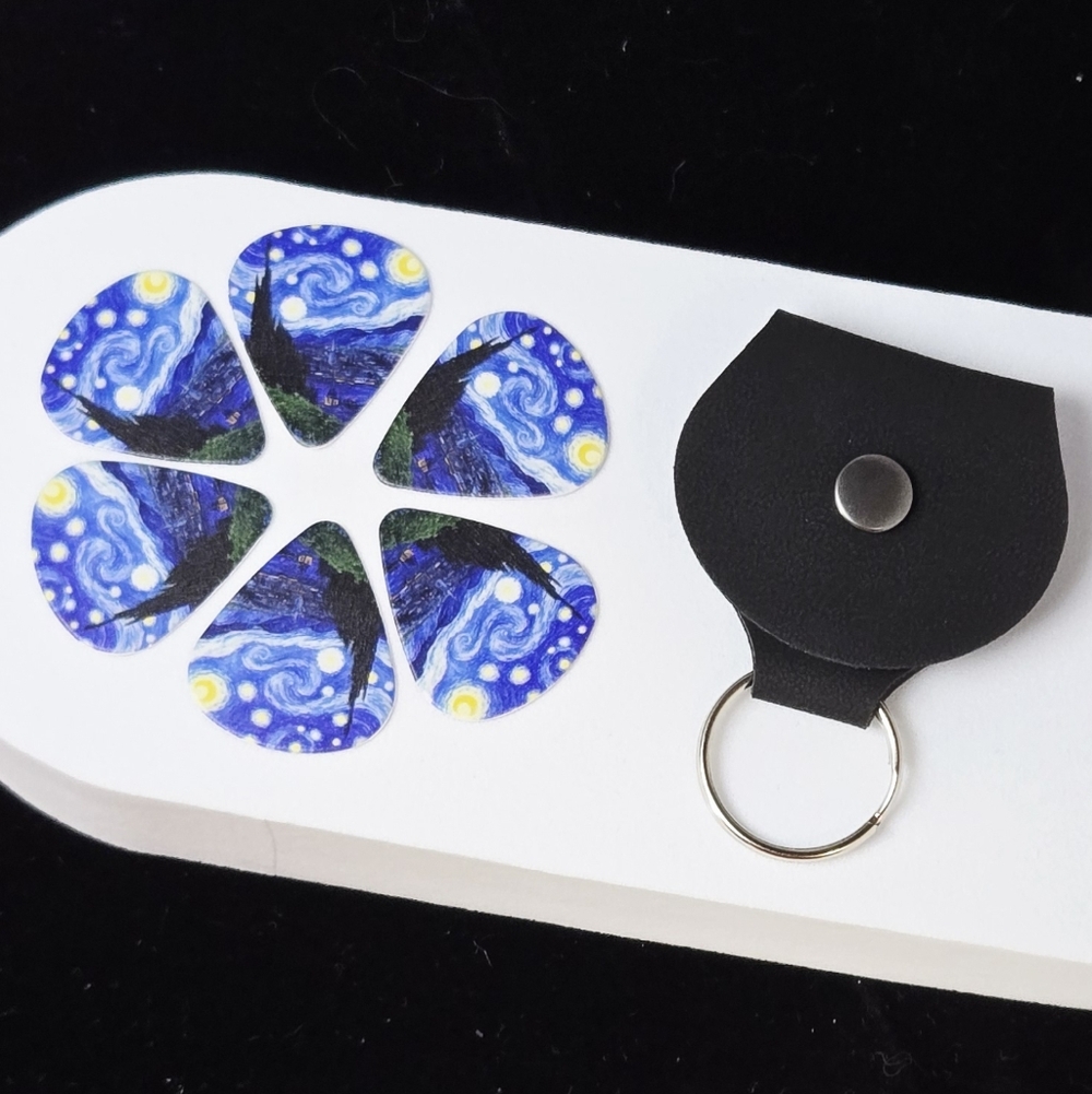Starry Night Guitar Picks Set 6pcs .96mm Van Gogh Plectrum with Case Iconic Gift